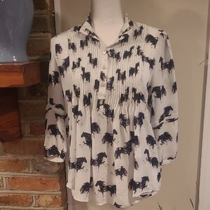 MERCY DELTA Silk Horse Blouse. S